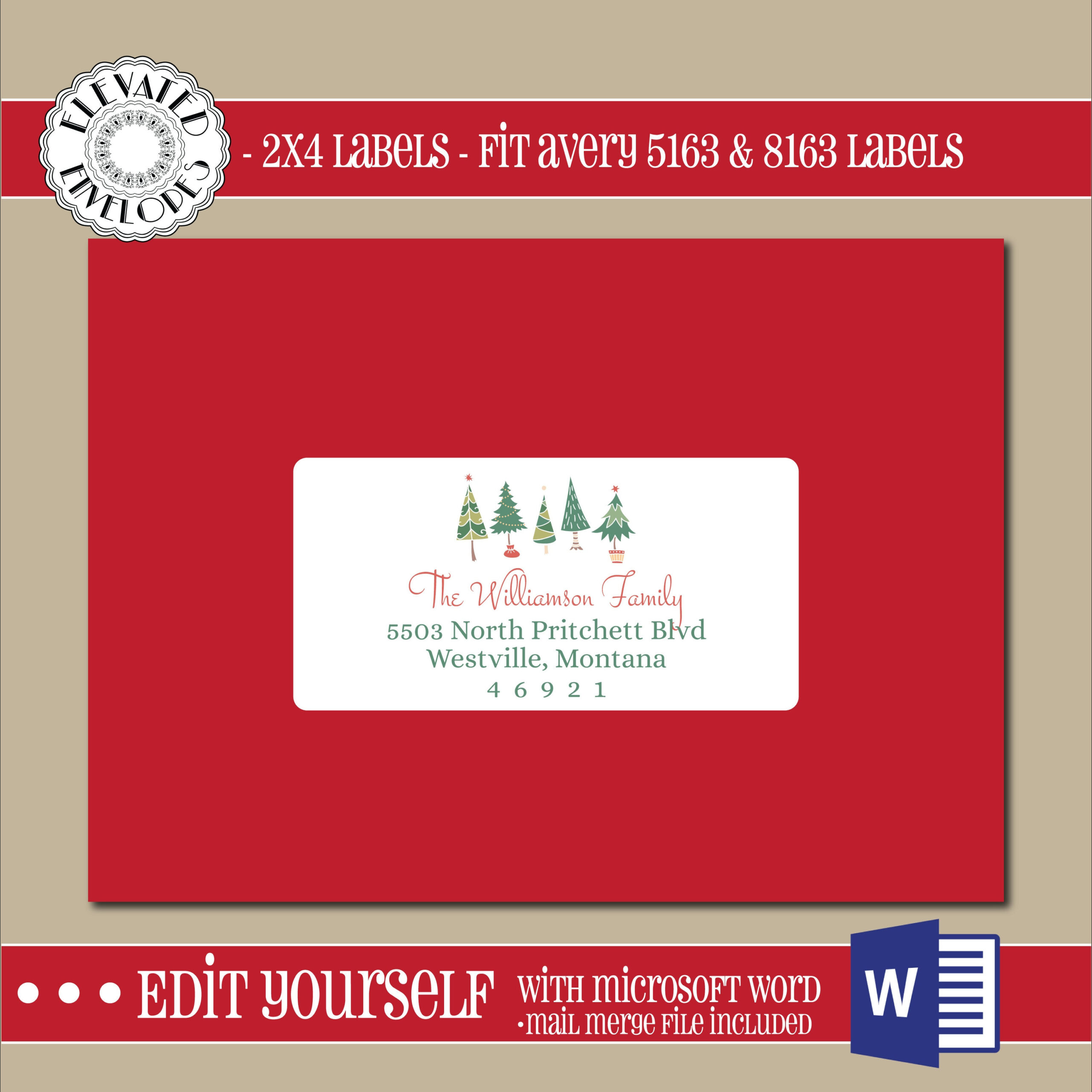 Editable Christmas Address Label Template,2X4 Address Label regarding Printable Christmas Card Labels