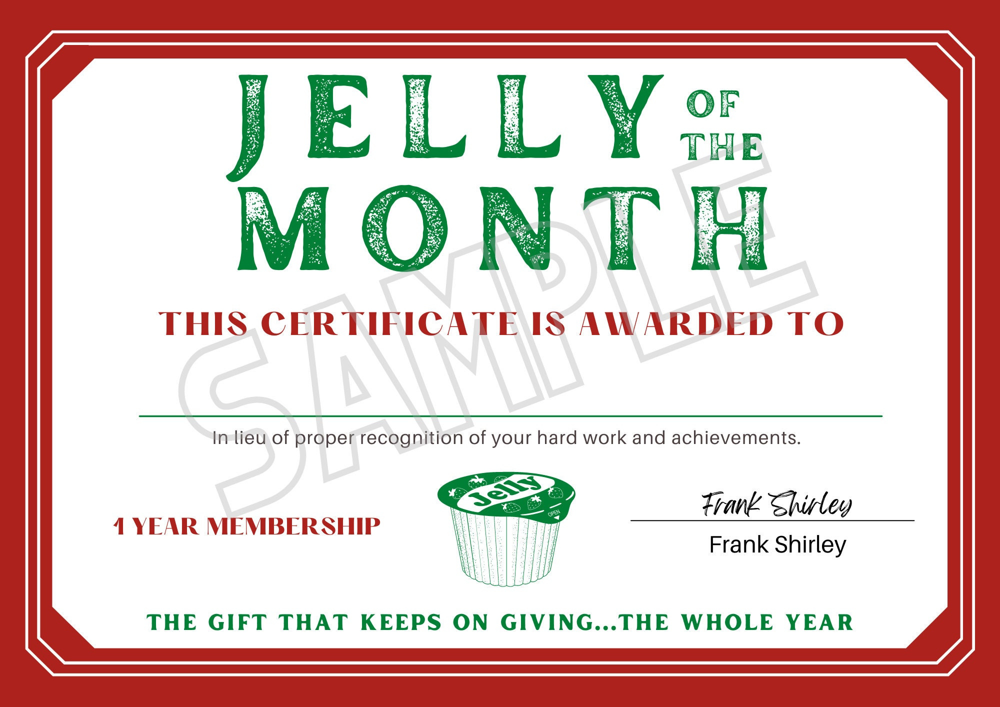 Editable Jelly Of The Month Club Printable - Clark Griswold within Christmas Vacation Jelly Of The Month Club Certificate Printable