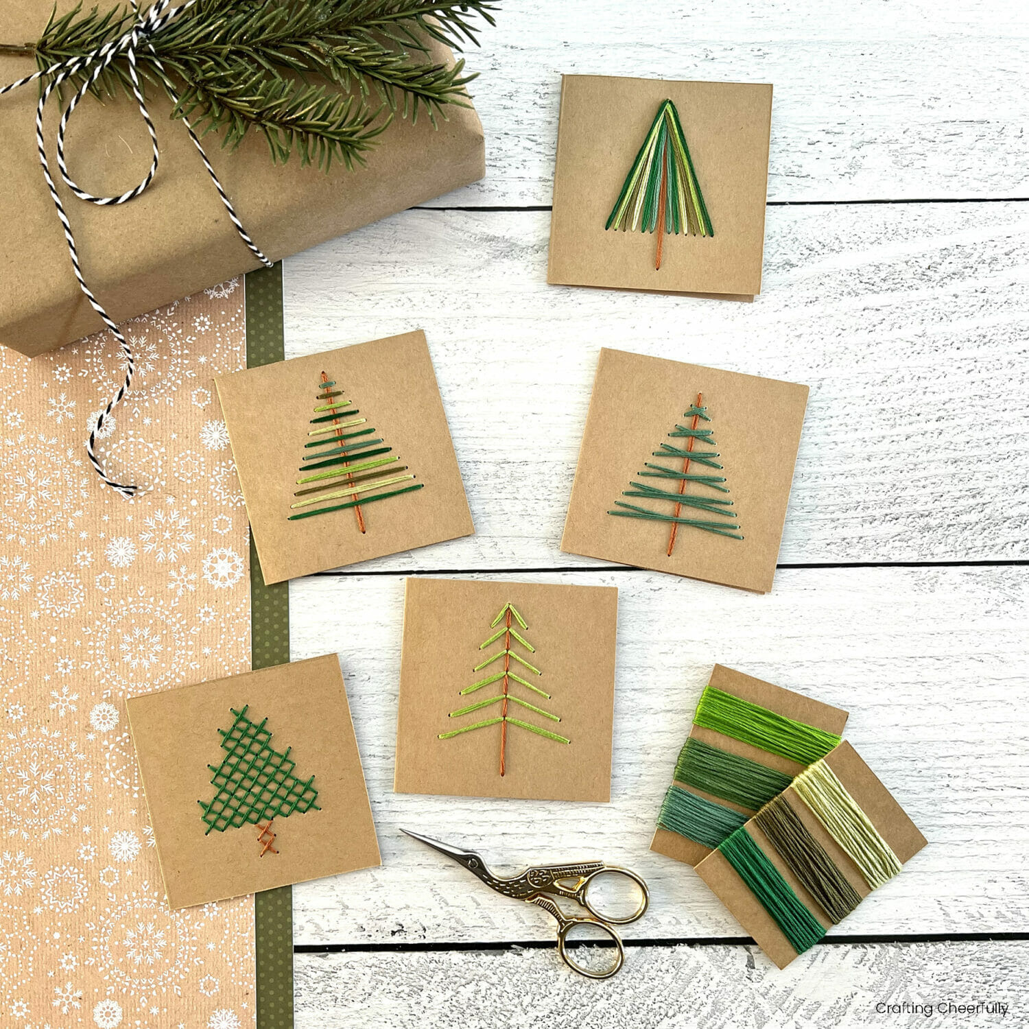 Embroidered Tree Holiday Cards And Gift Tags - Crafting Cheerfully within Free Printable Paper Pricking Patterns Christmas