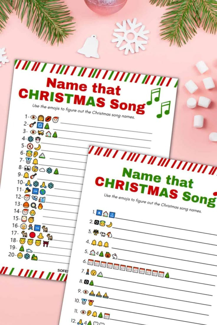 Emoji Printable Christmas Game- Name That Tune | Sofestive for Name That Christmas Tune Game Printable