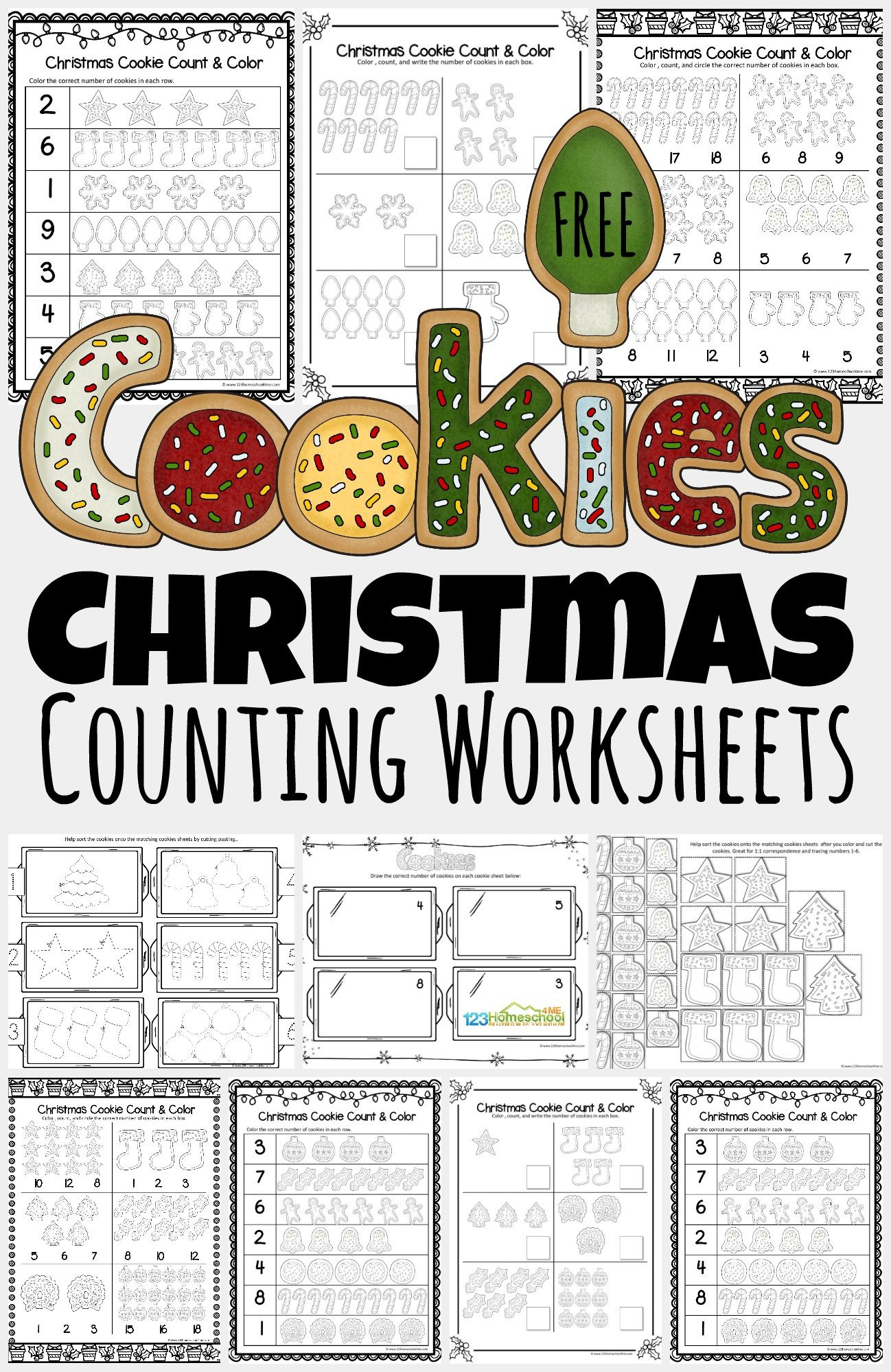 🎄 Free Christmas Cookies Counting Worksheets intended for Free Printable Christmas Counting Worksheets