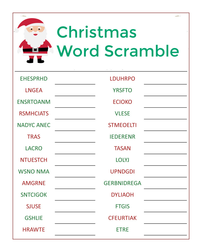 🎅🏼Santa'S Christmas Word Scramble Activity Page - Mama Likes This throughout Free Christmas Scramble Printable