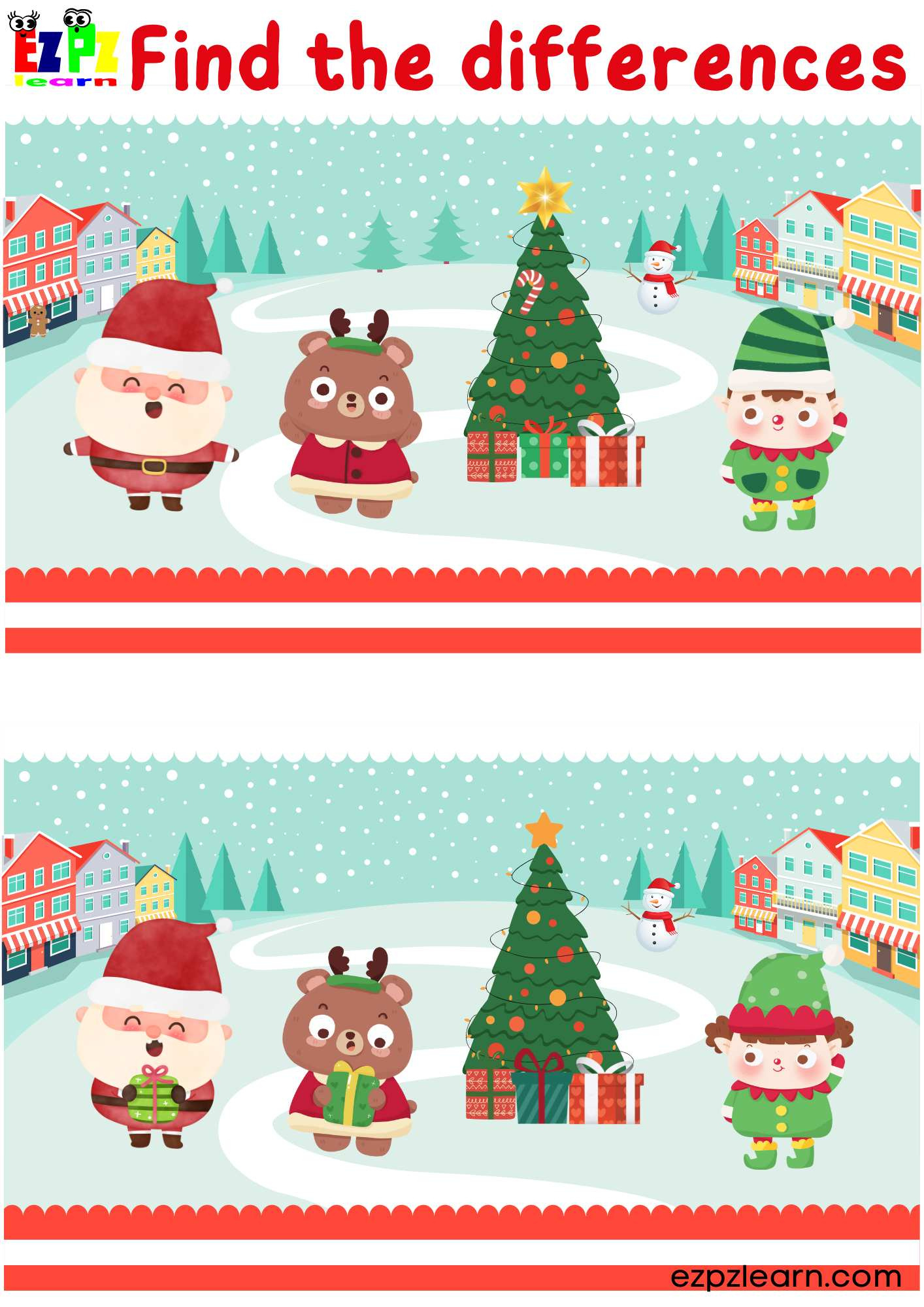 Find The Differences Christmas Activity - Ezpzlearn pertaining to Find the Difference Christmas Pictures Printable