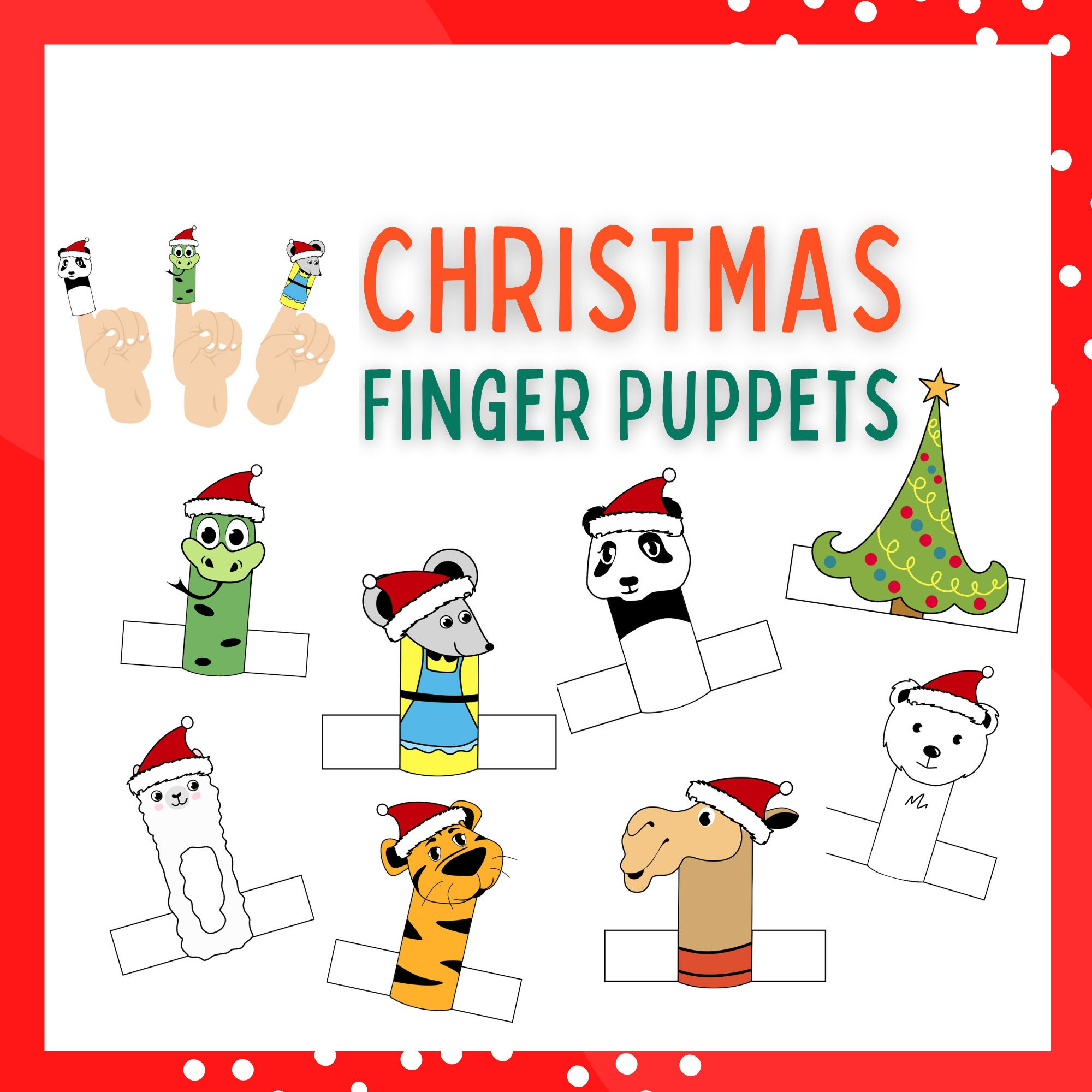 Finger Puppets: Christmas Tree, Panda, Polar Bear, Tiger And More within Printable Christmas Finger Puppets