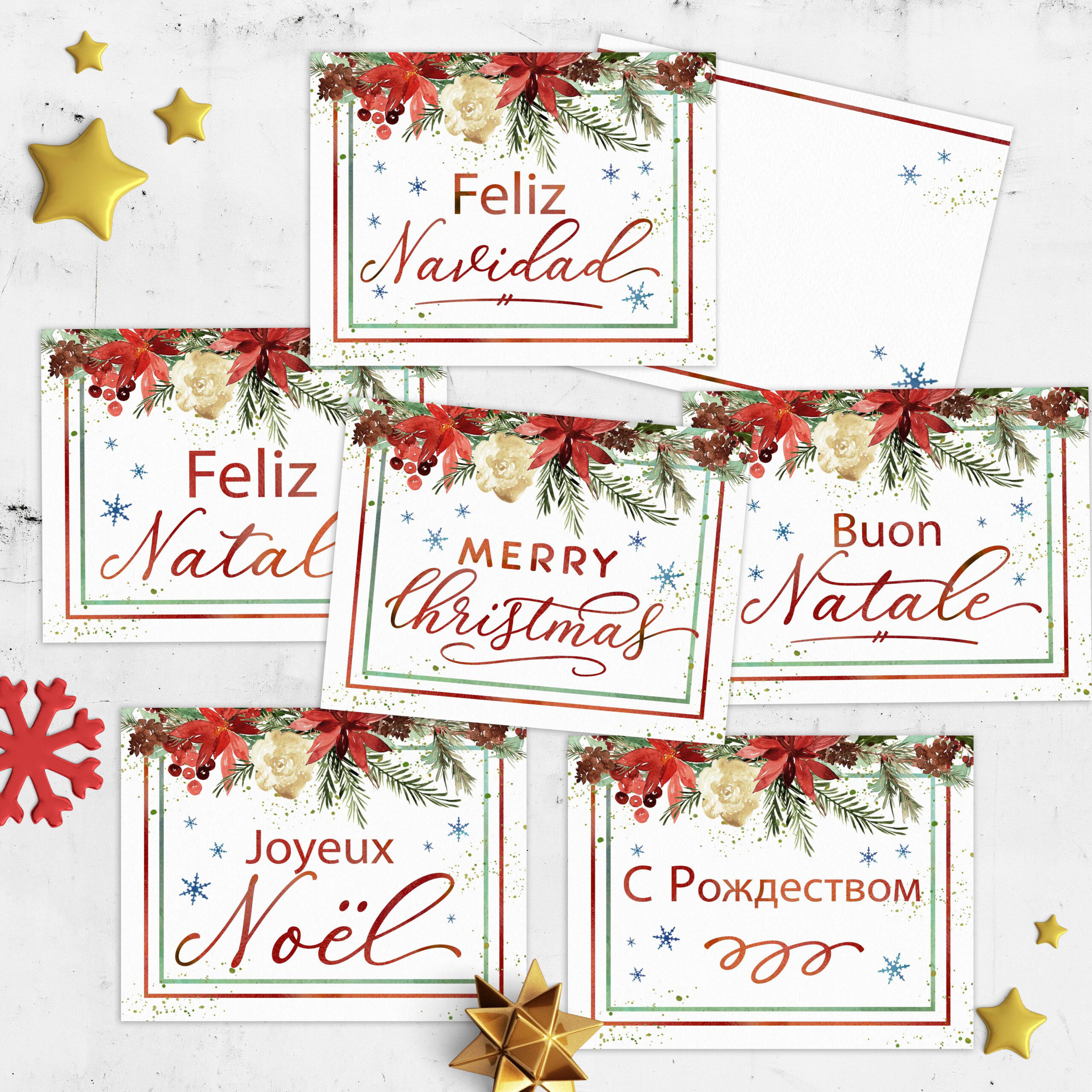 Free Christmas Cards In 6 Languages {English, Spanish, Italian with Merry Christmas In Different Languages Free Printable
