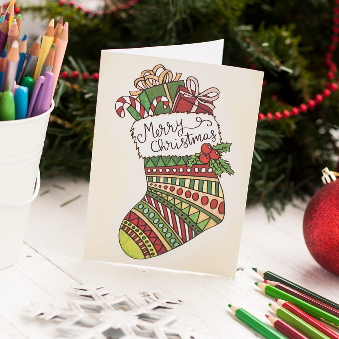 Free Christmas Coloring Card - Sarah Renae Clark - Coloring Book with Printable Christmas Card For Adults