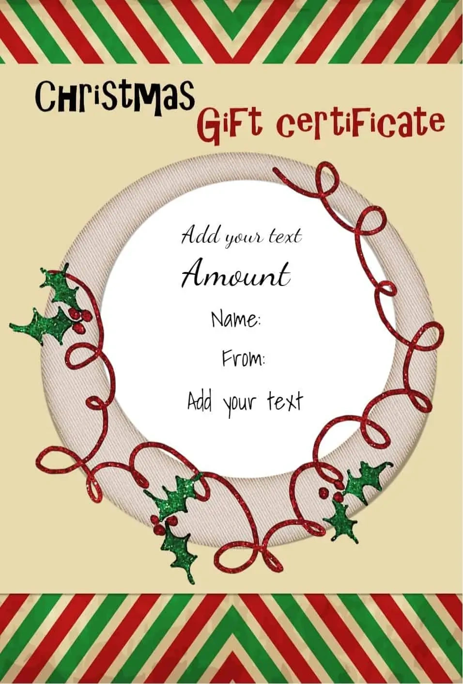 Free Christmas Gift Certificate Template | Customize &amp;amp; Download regarding Free Christmas Gift Card Template Printable