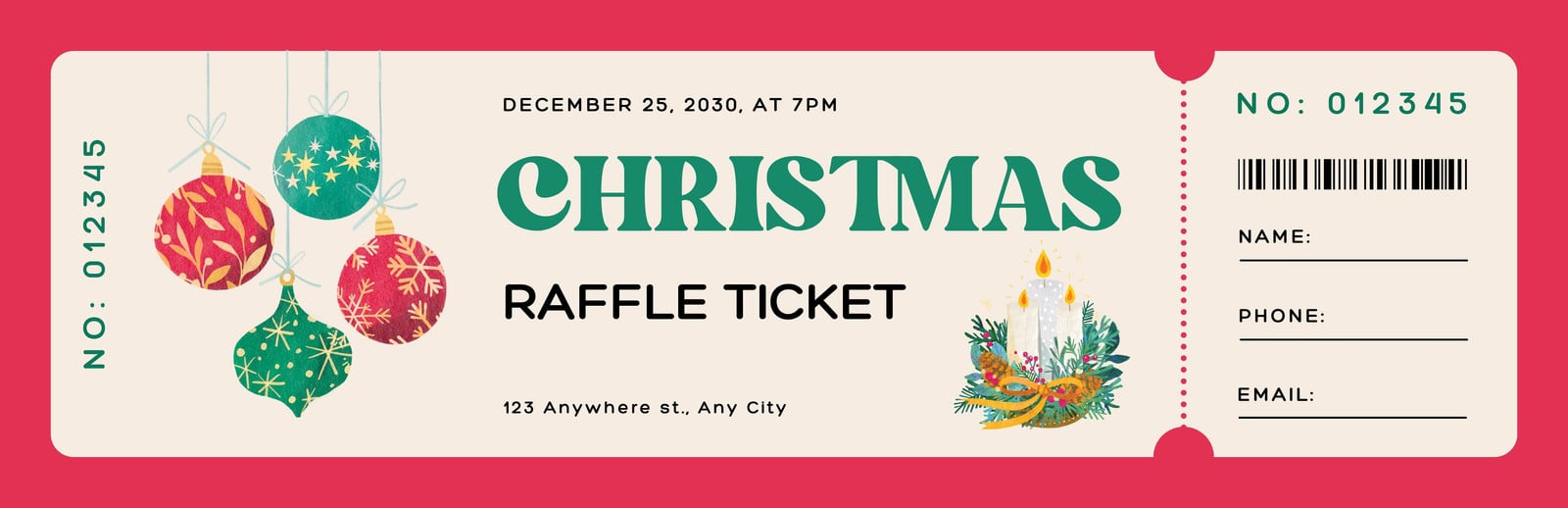 Free Christmas Ticket Templates To Edit And Print | Canva for Printable Christmas Raffle Tickets