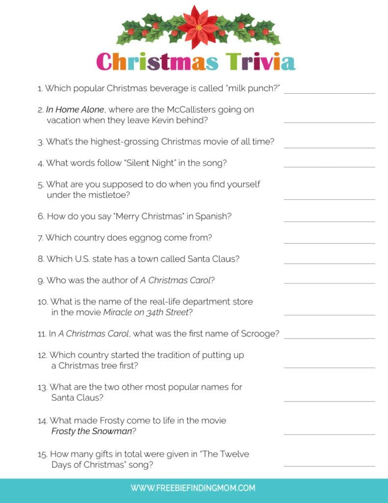 Free Christmas Trivia Printable With Answers For Kids with regard to Free Christmas Trivia Game Printable Answers