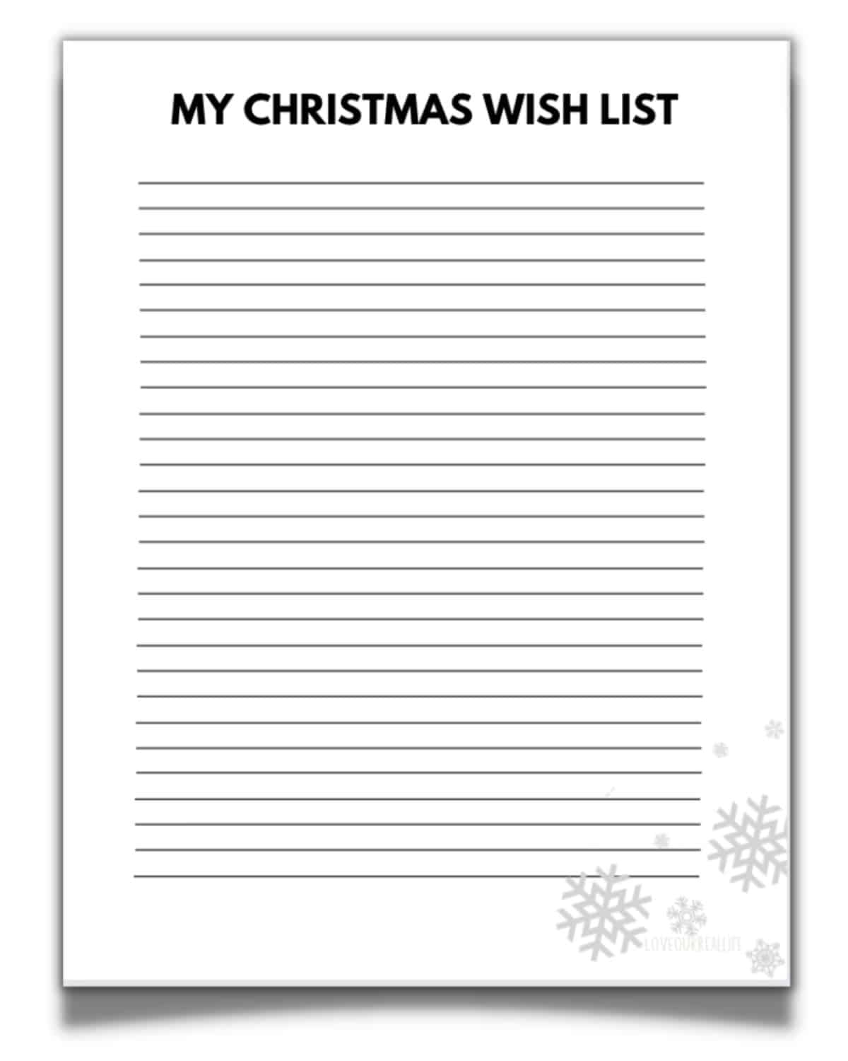 Free Christmas Wish List Printable- Template For Gift List ⋆ Love inside Printable Christmas List Black And White
