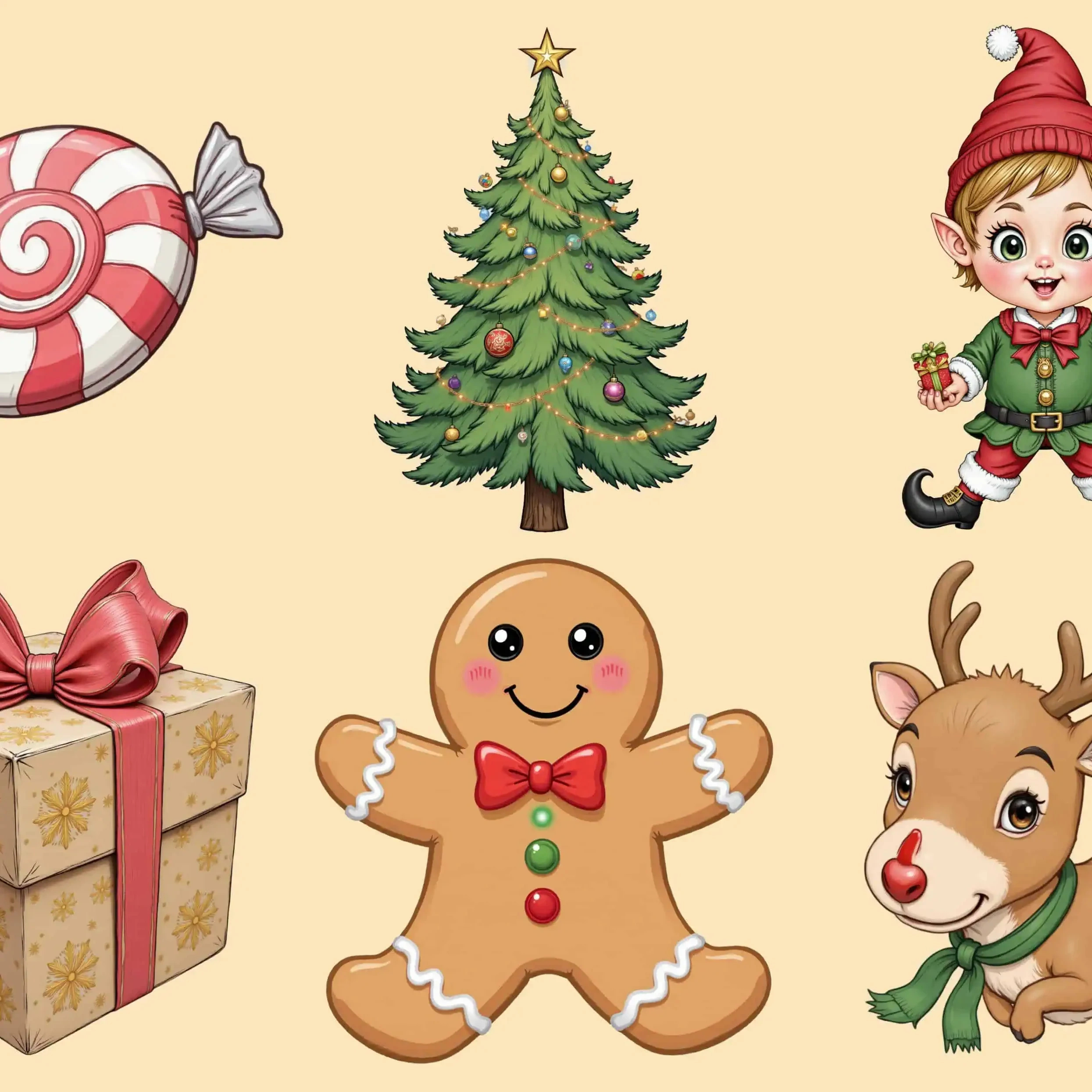 Free Cute Christmas Illustration Stickers For Kids – Png Download inside Free Printable Christmas Clipart Images