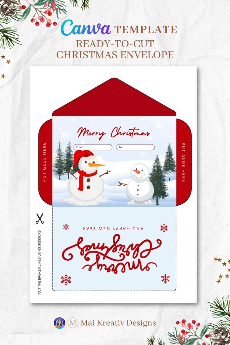 Free Diy Christmas Envelope Ready To Cut. Christmas Envelope pertaining to Printable Christmas Envelopes Free