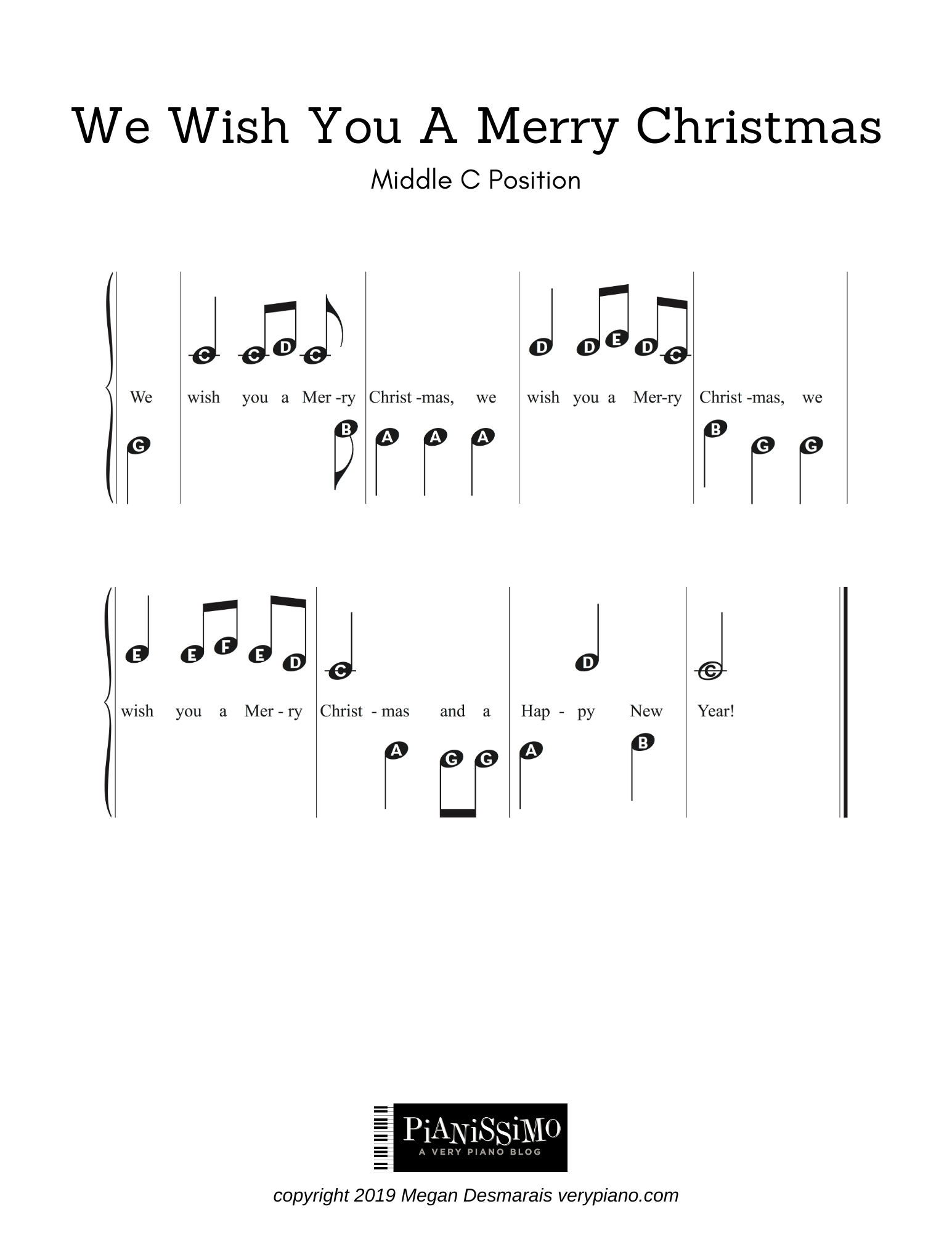 Free Easy Piano Sheet Music: We Wish You A Merry Christmas | Very inside Free Printable Easy Piano Sheet Music For Christmas