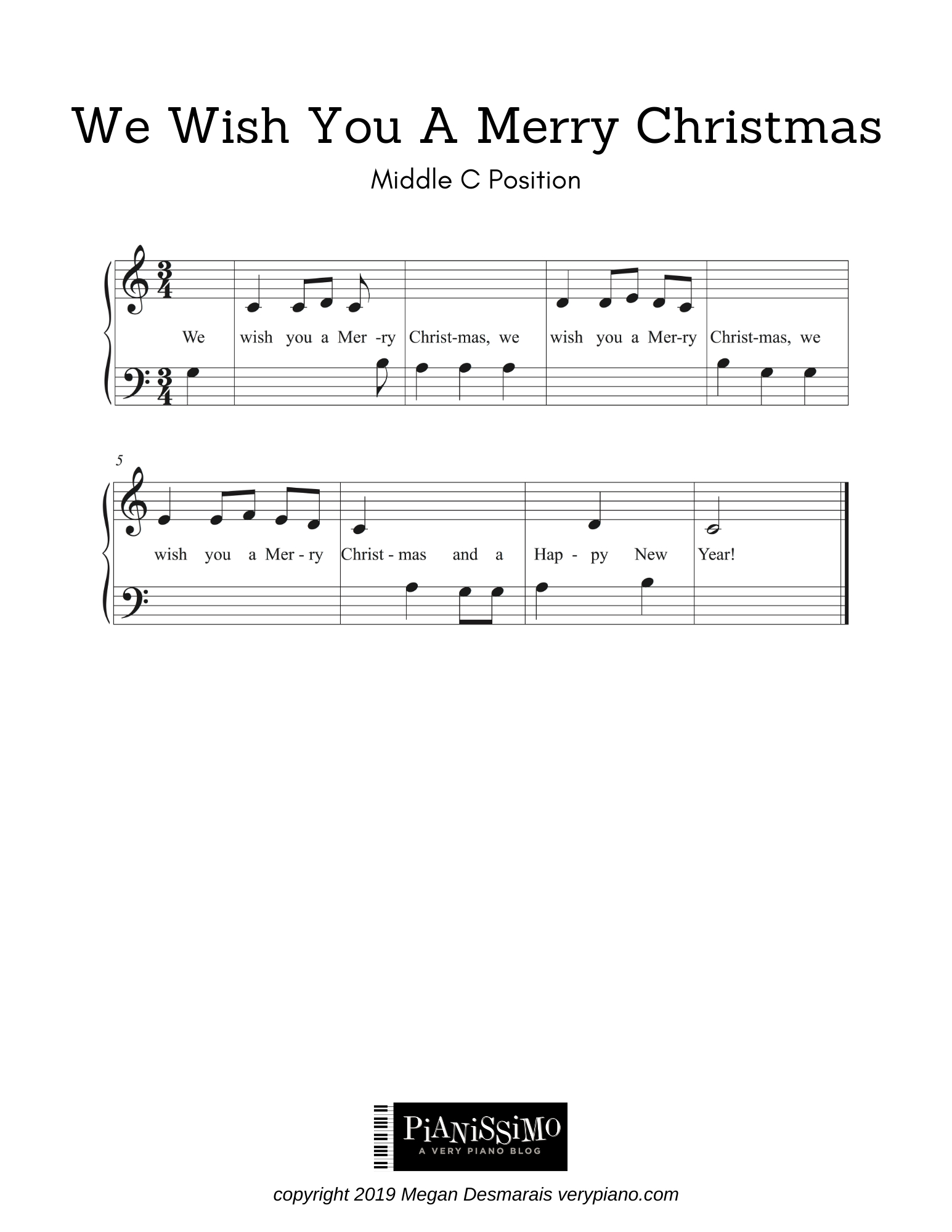 Free Easy Piano Sheet Music: We Wish You A Merry Christmas | Very with regard to Free Christmas Piano Sheet Music For Beginners Printable
