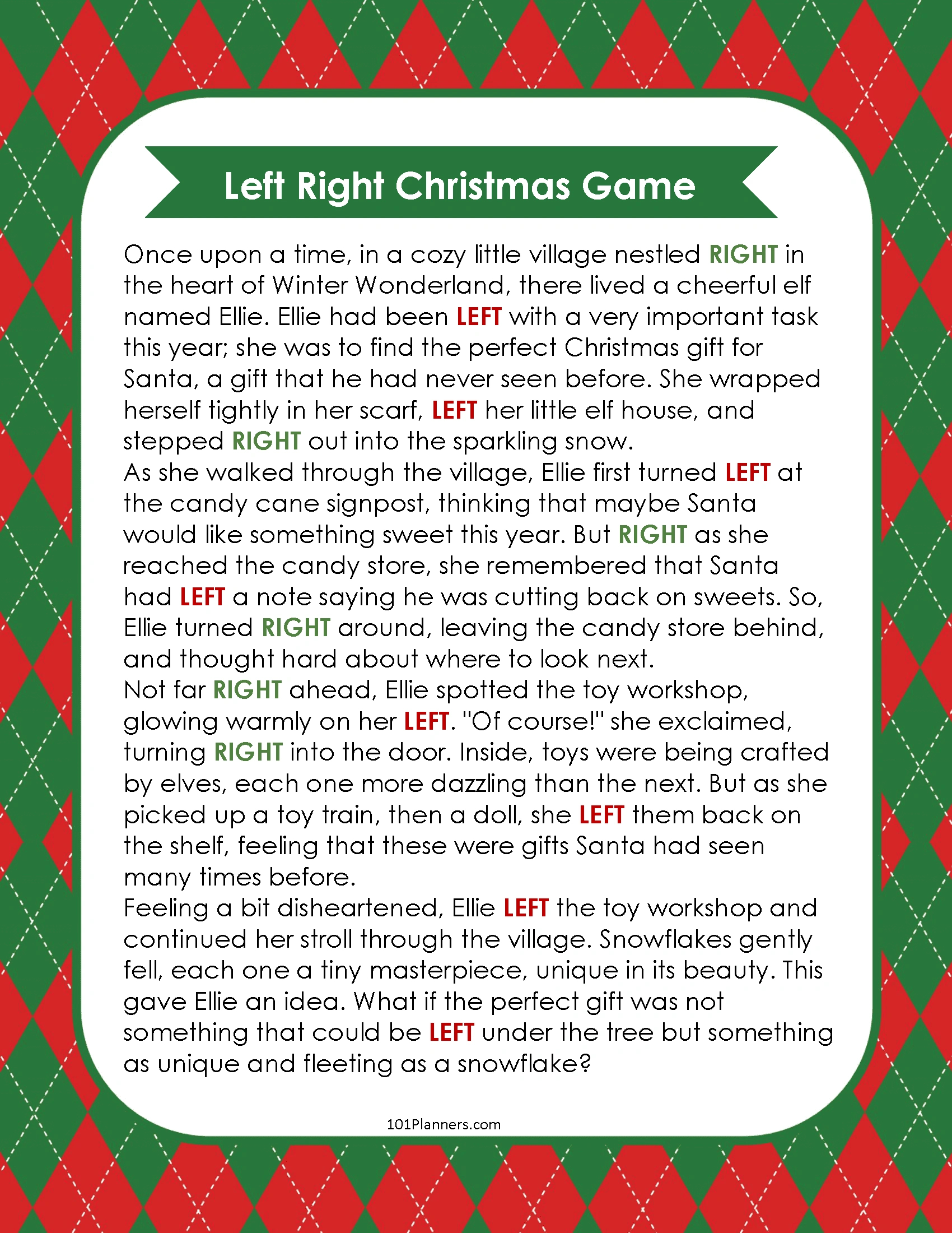 Free Left Right Christmas Game | Ai Personalized Story Creator regarding Left Right Printable Christmas Game
