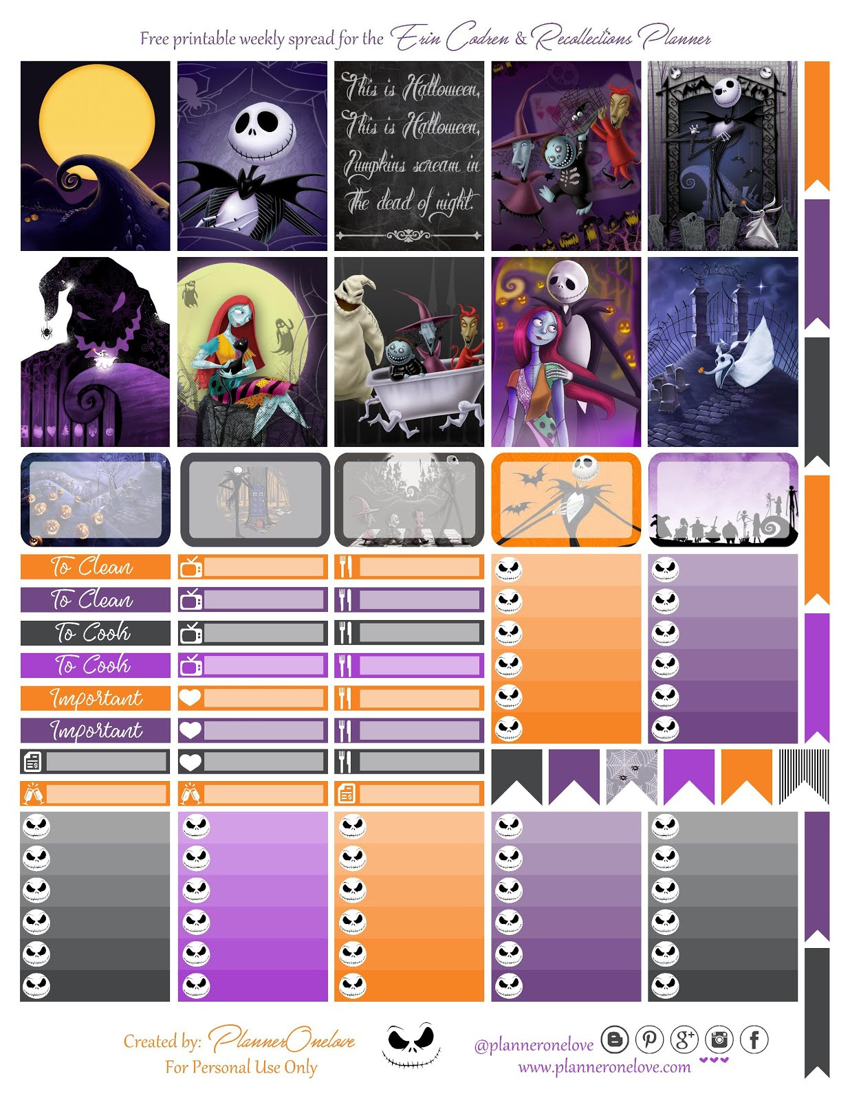 Free Nightmare Before Christmas Printable For The Erin Condren regarding Nightmare Before Christmas Party Printable