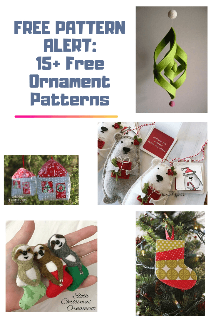 Free Pattern Alert: 15+ Free Ornament Patterns - On The Cutting within Fabric Christmas Ornament Patterns Free Printable