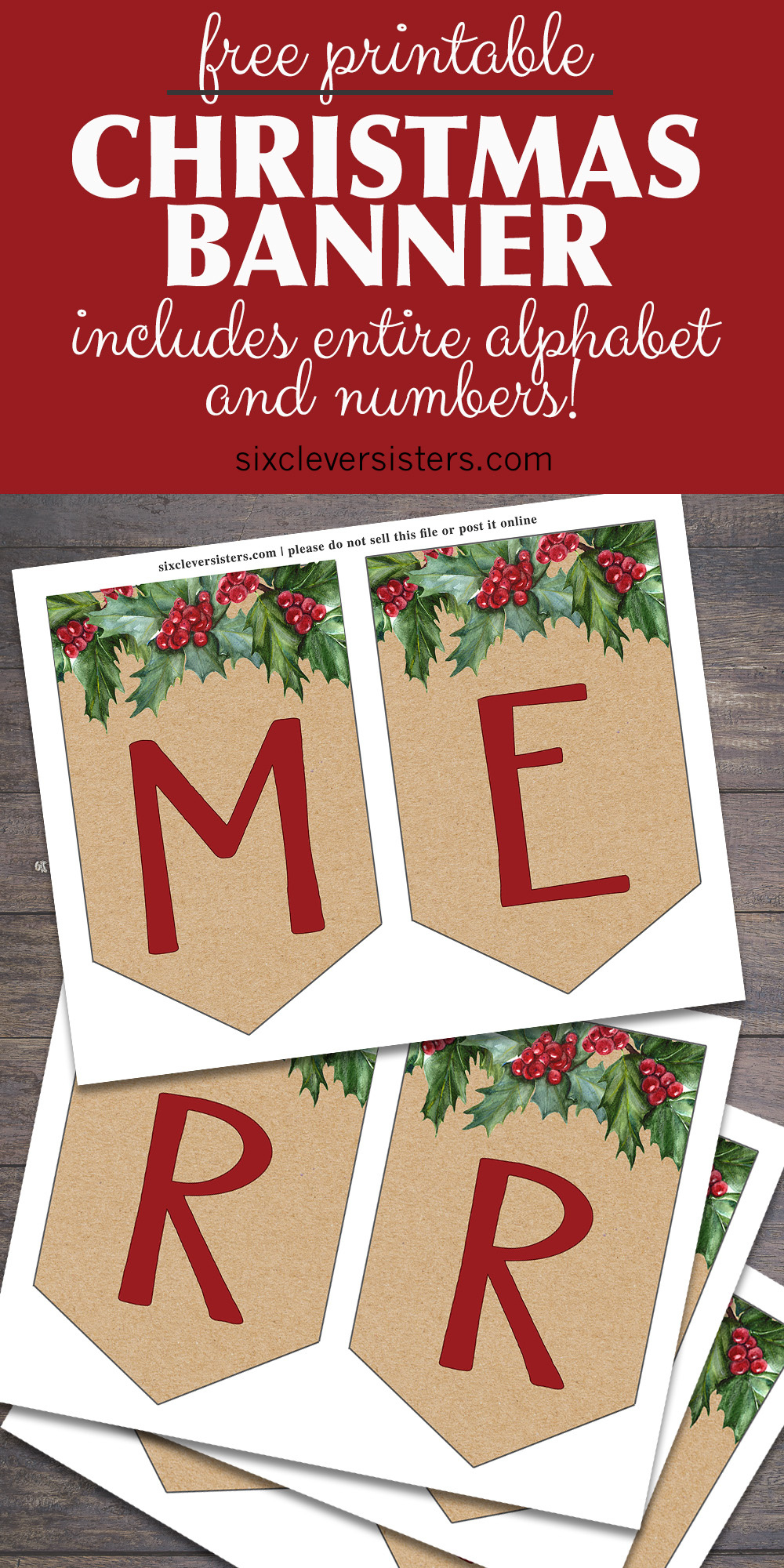 Free Printable Christmas Banner - Six Clever Sisters with Free Christmas Banner Printable
