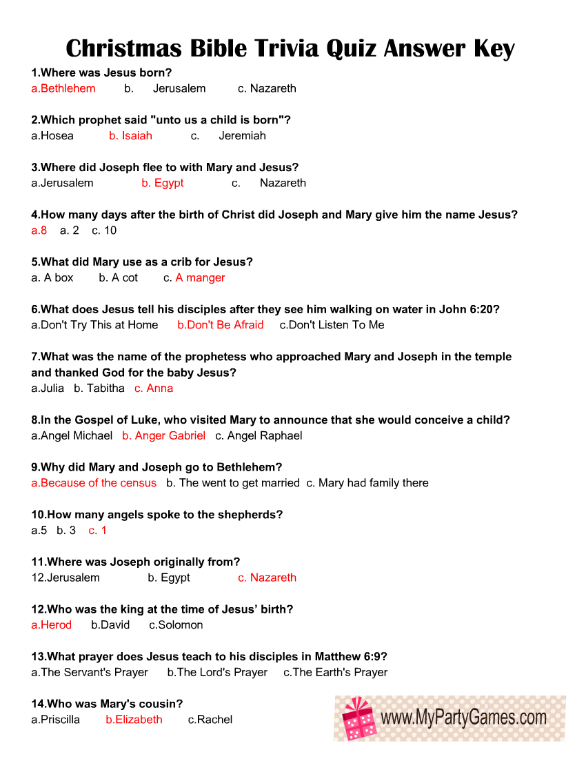 Free Printable Christmas Bible Trivia Quiz for Free Printable Christmas Bible Trivia With Answers