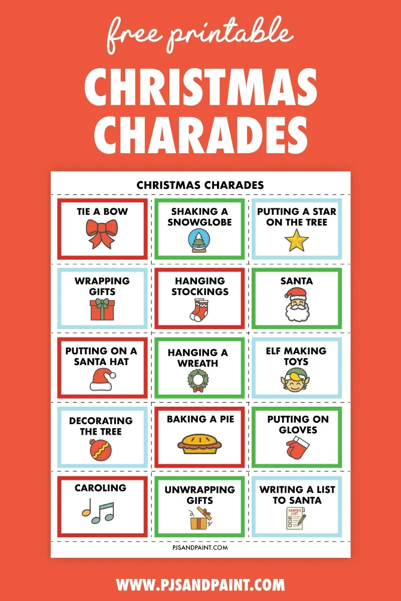 Free Printable Christmas Charades - Pjs And Paint in Free Printable Christmas Charades List