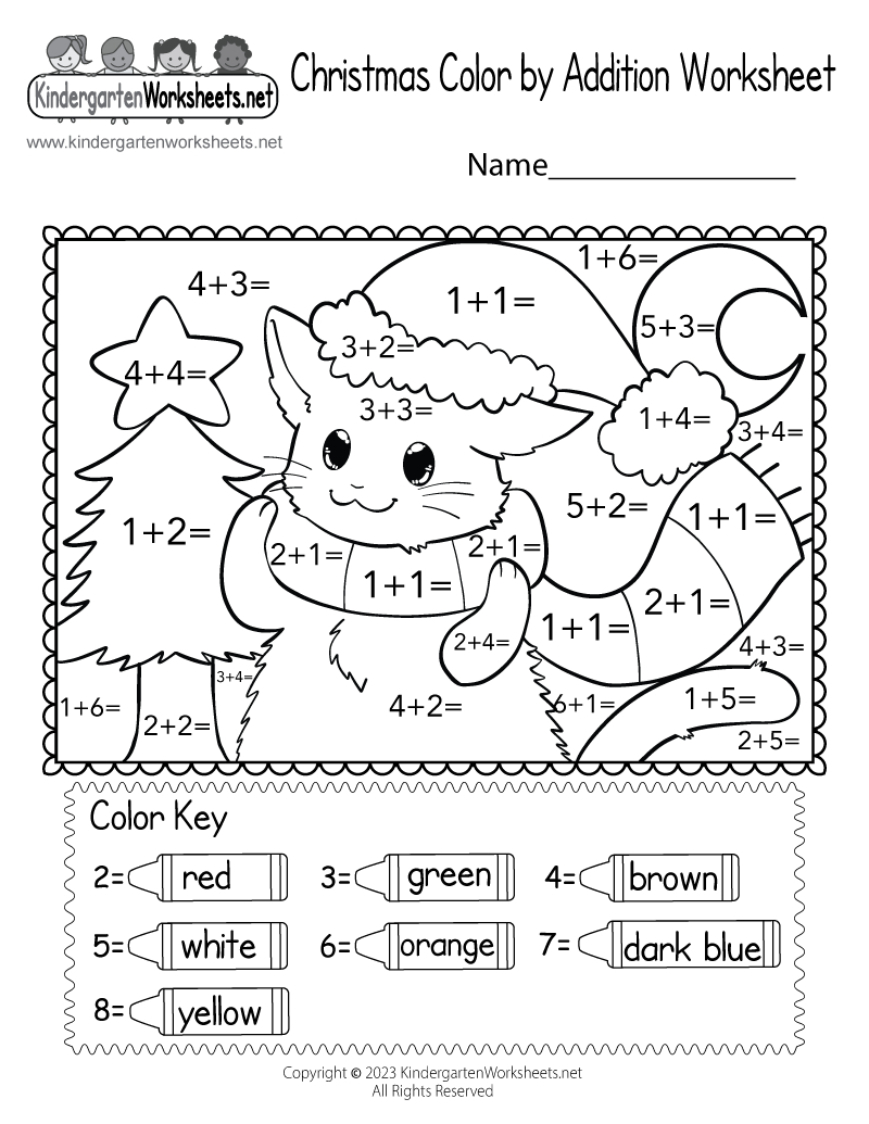 Free Printable Christmas Coloraddition Worksheet with Free Printable Christmas Math