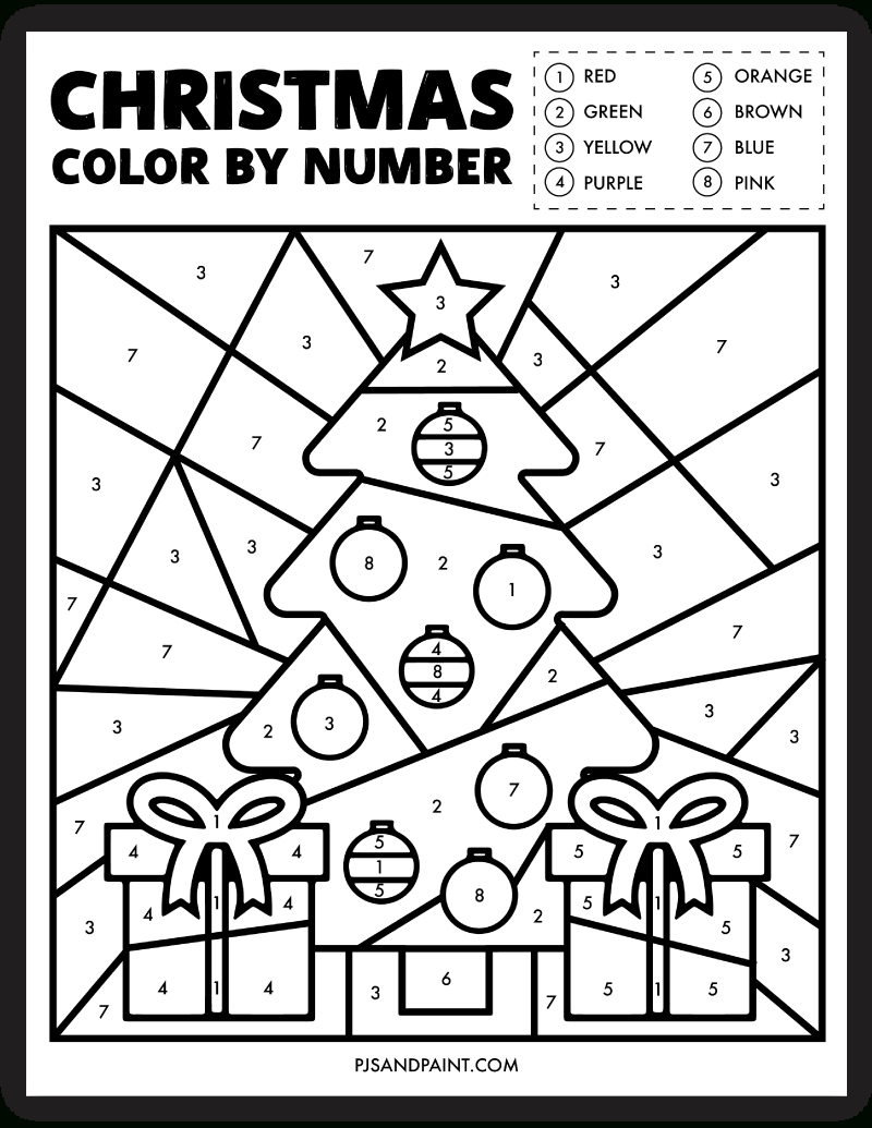 Free Printable Christmas Colornumber Worksheet - Pjs And Paint within Color by Number Christmas Printable Free