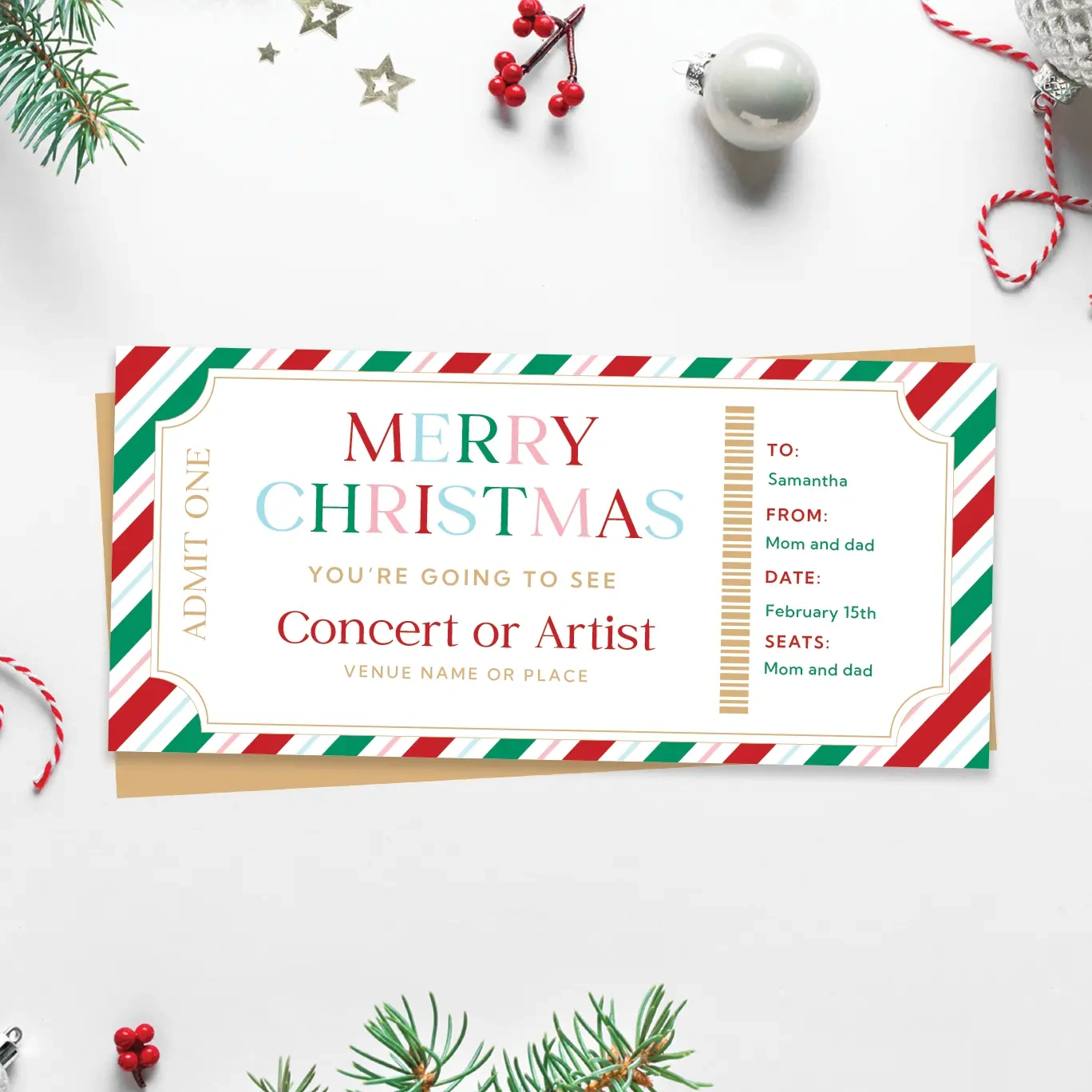 Free Printable Christmas Concert Ticket Gift - Favorite Printables pertaining to Free Printable Christmas Tickets