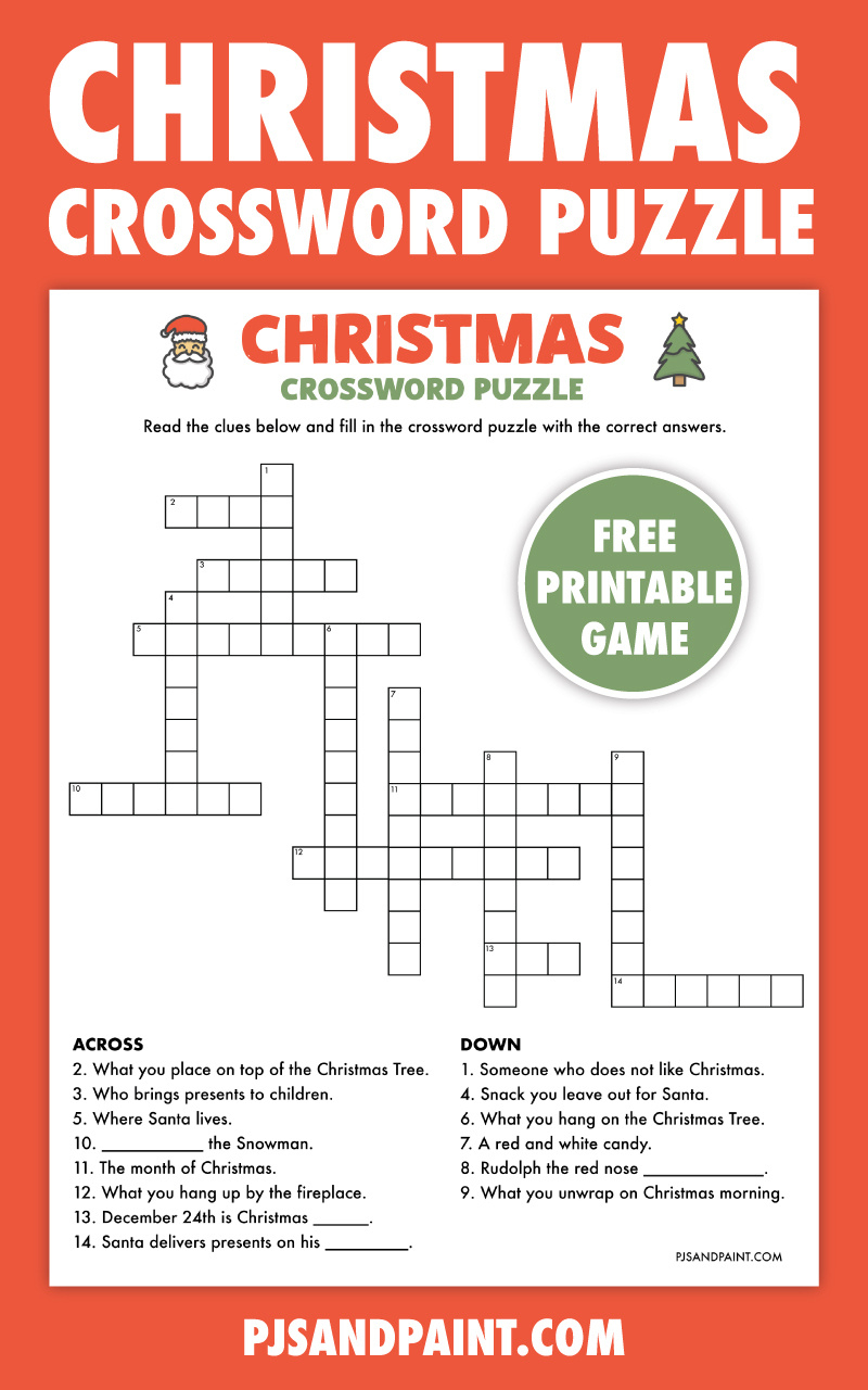 Free Printable Christmas Crossword Puzzle - Pjs And Paint intended for Crossword Puzzles Christmas Printable