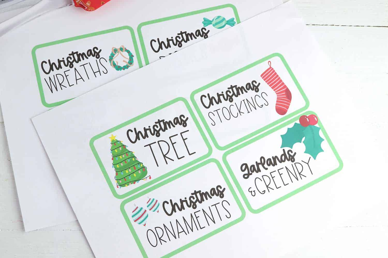 Free Printable Christmas Decoration Organizing Labels - Single with Free Printable Christmas Storage Labels