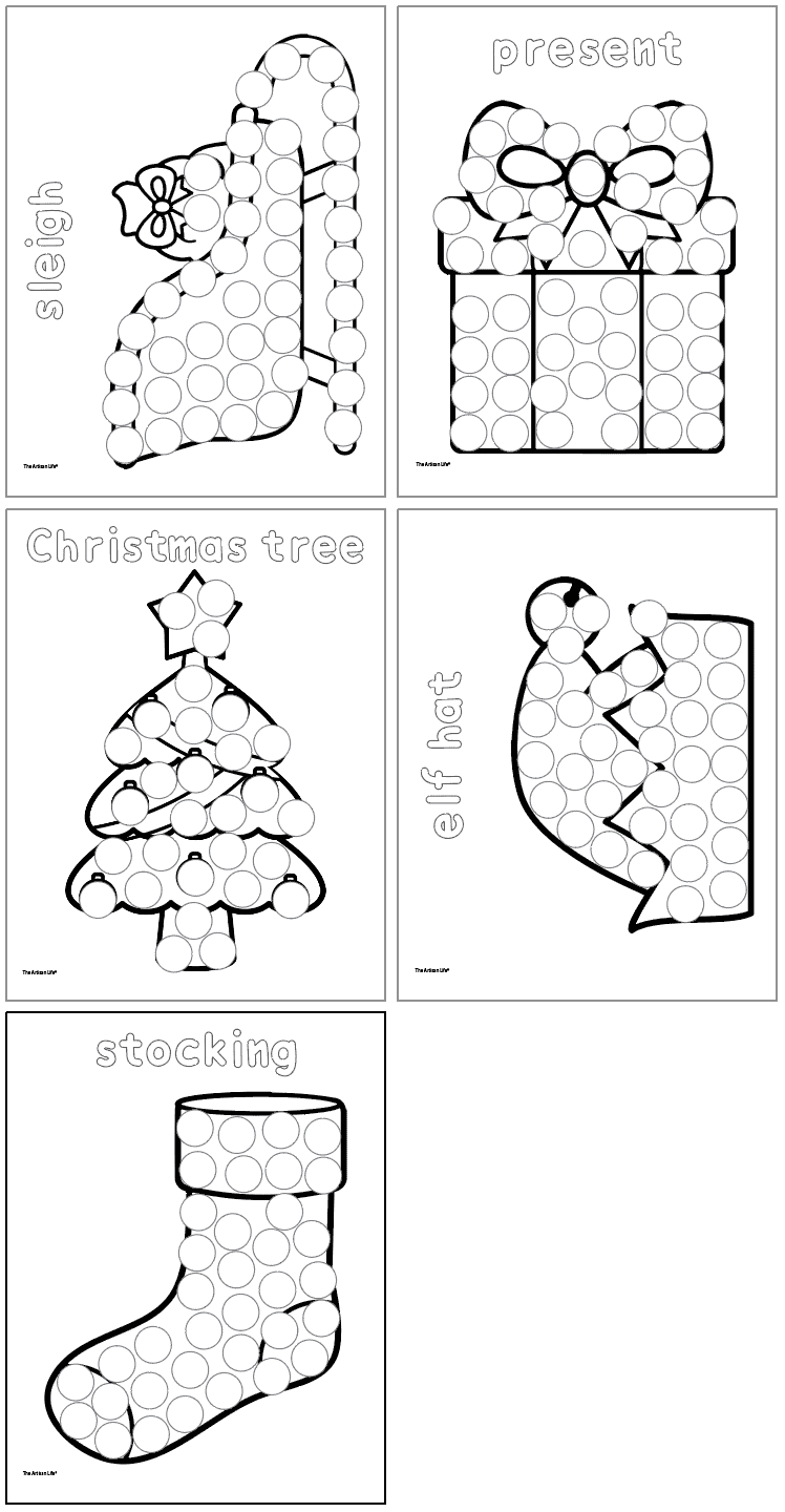 Free Printable Christmas Dot Marker Pages With Vocabulary - The with Christmas Tree Dot Art Printable
