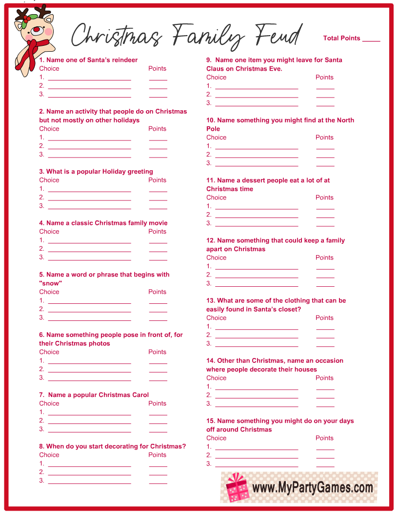 Free Printable Christmas Family Feud Game within Free Printable Family Feud Christmas Questions and Answers