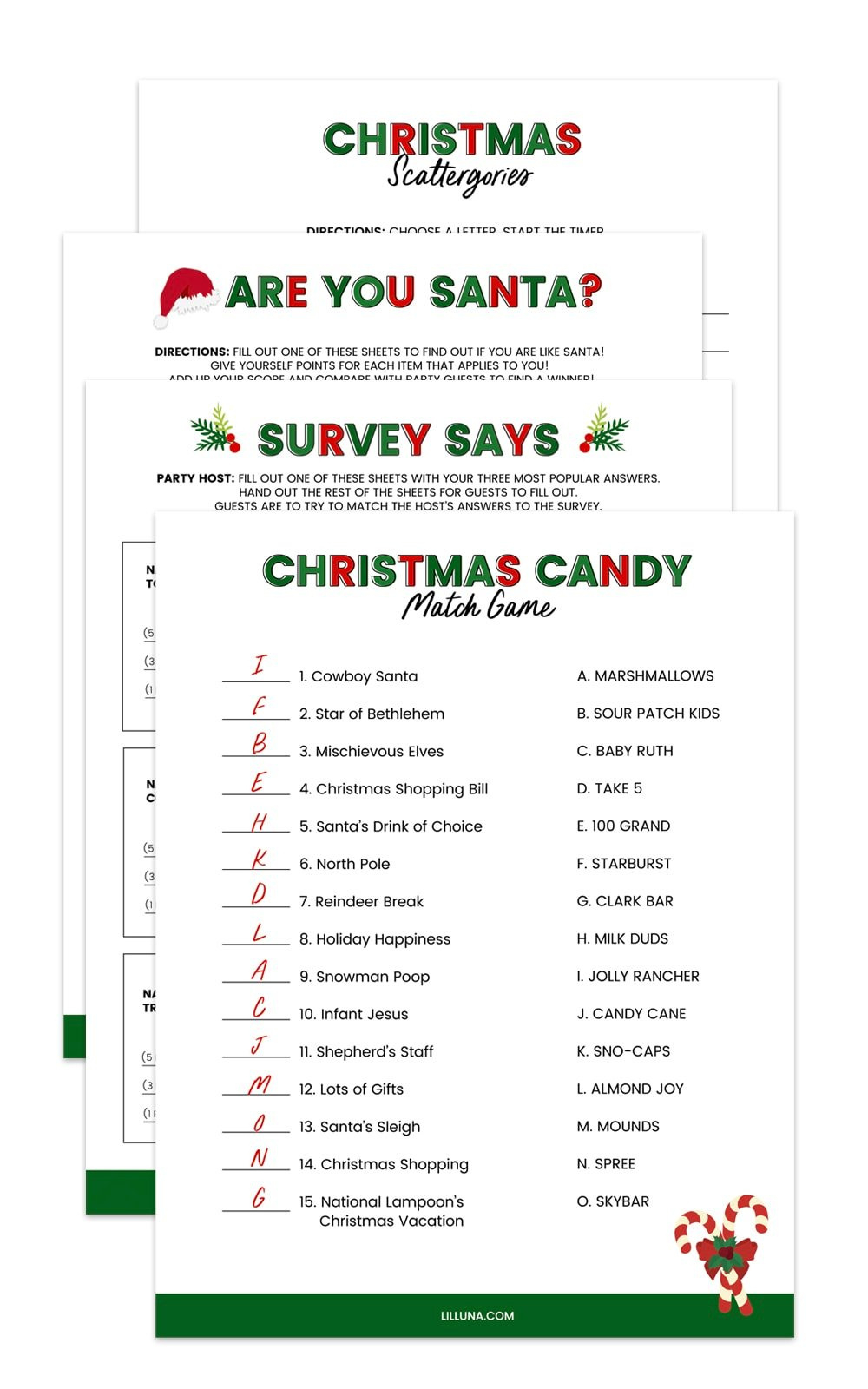 Free Printable Christmas Games {4 Freebies} | Lil&amp;#039; Luna with regard to Free Printable Christmas Party Games with Answers