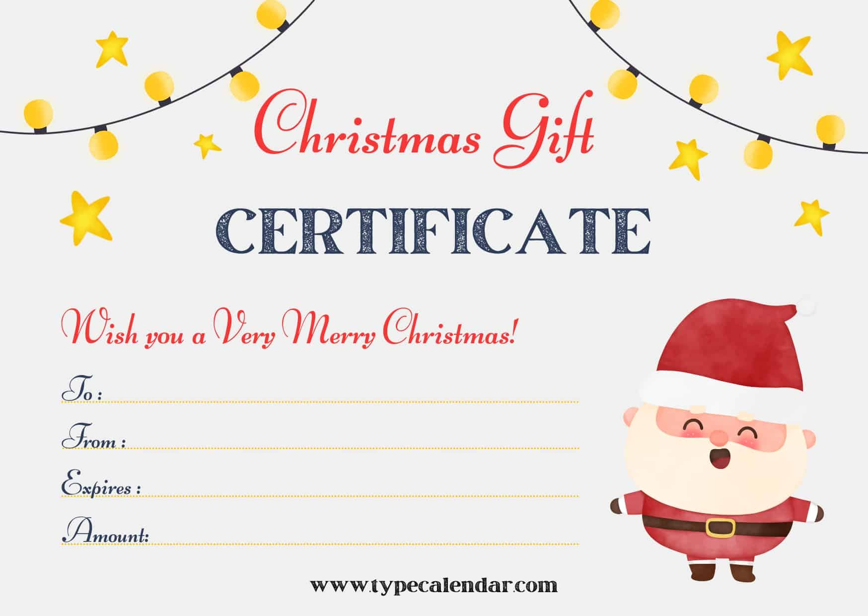 Free Printable Christmas Gift Certificate Templates [Pdf, Word] Blank with regard to Printable Christmas Gift Card Templates