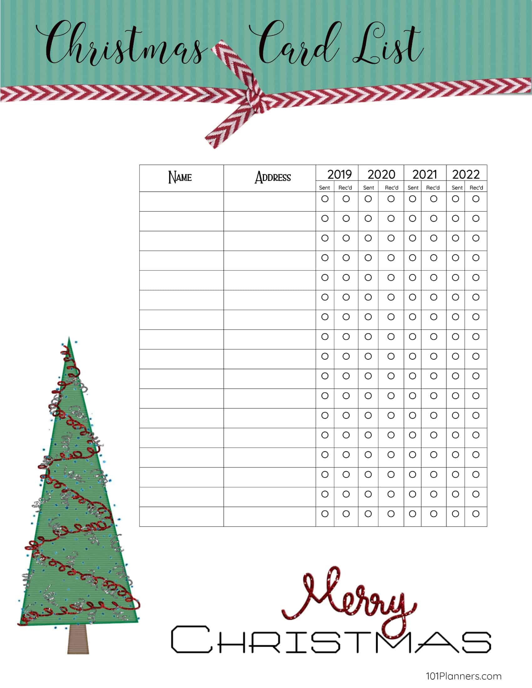 Free Printable Christmas Gift List Template within Free Printable Christmas Card List Templates