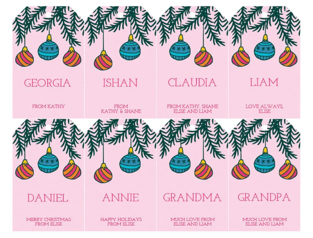 Free Printable Christmas Gift Tags In Pink - Editable - Merriment for Free Editable Printable Christmas Tags