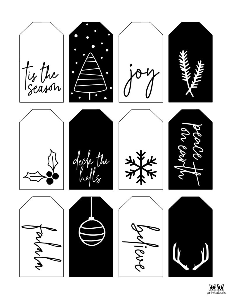 Free Printable Christmas Gift Tags | Printabulls pertaining to Printable Christmas Gift Tags Black and White