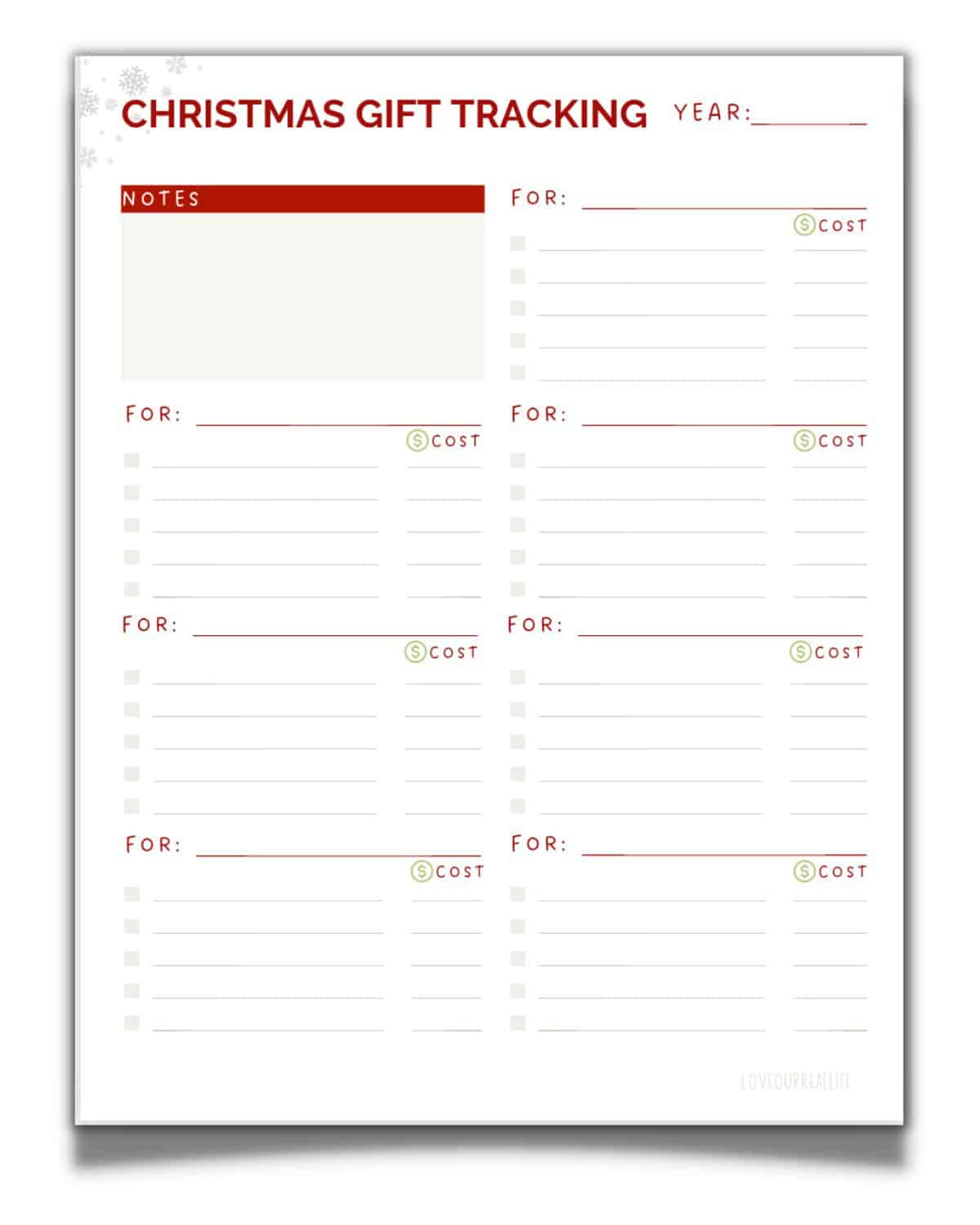 Free Printable Christmas Gift Tracking List- Get Organized ⋆ Love within Printable Christmas Gift Tracker
