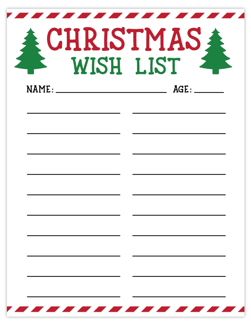 Free Printable Christmas List | Wish List For Kids - Pjs And Paint in Free Printable Santa Christmas Wishlist Template