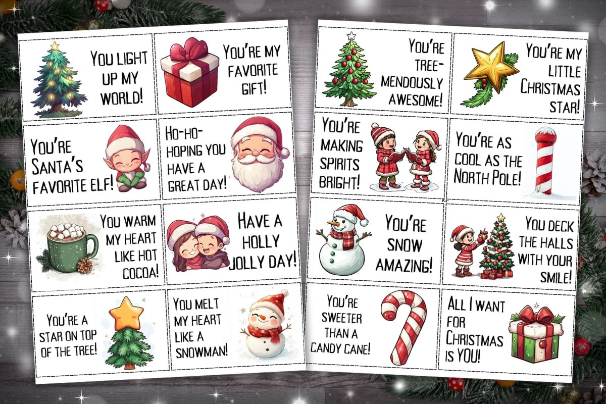 Free Printable Christmas Lunchbox Notes {Free Printable} for Free Printable Christmas Lunchbox Notes