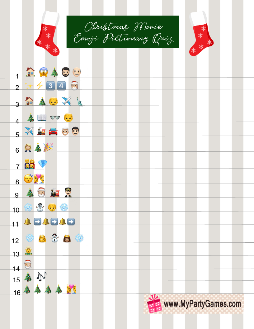 Free Printable Christmas Movie Emoji Pictionary Quiz throughout Guess The Christmas Movie Printable