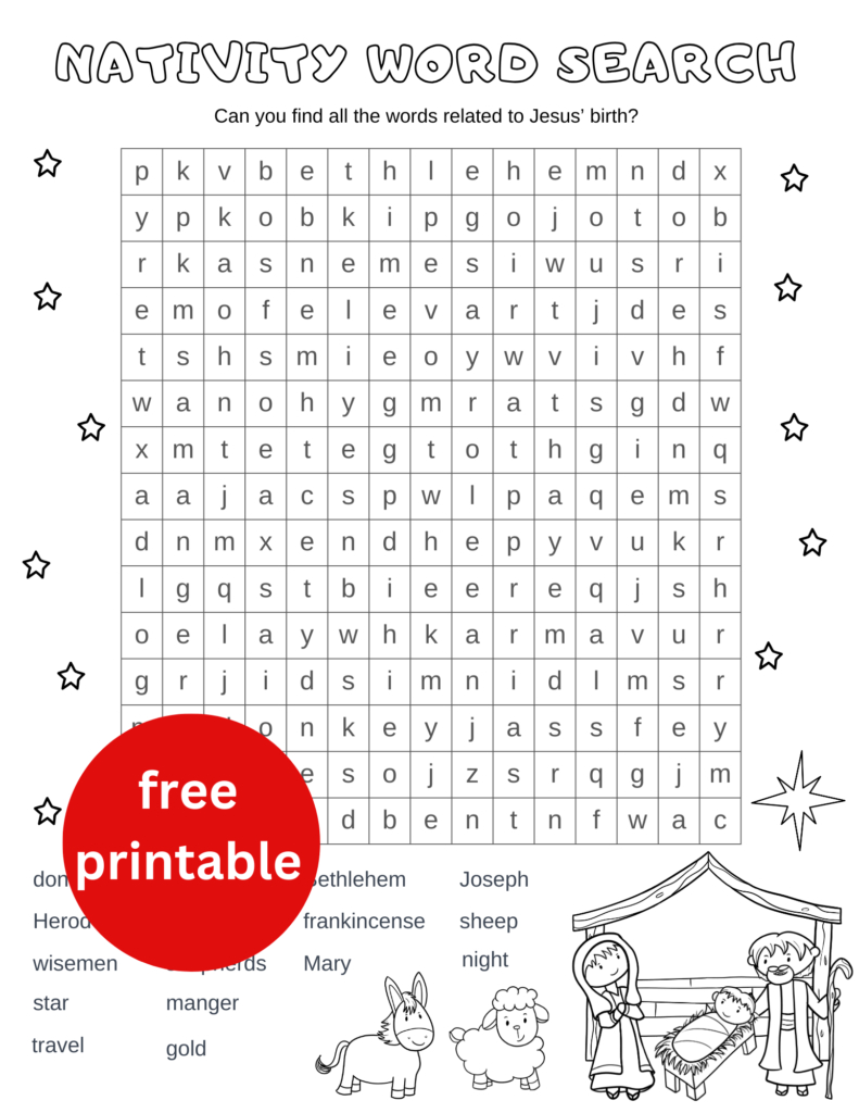 Free Printable Christmas Nativity Word Search - Out Upon The Waters in Free Printable Religious Christmas Word Search
