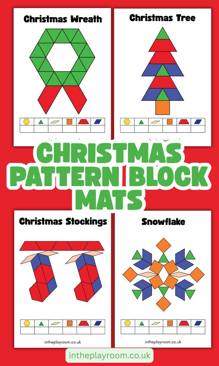 Free Printable Christmas Pattern Block Mats throughout Christmas Tangrams Free Printable
