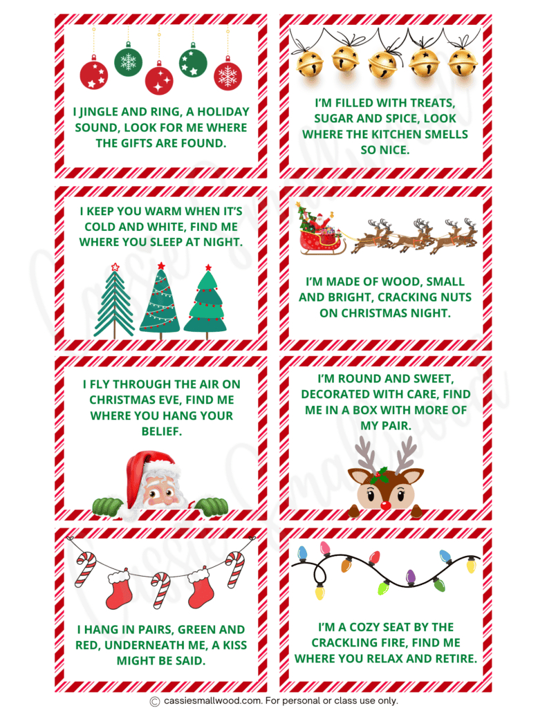 Free Printable Christmas Scavenger Hunt Clues - Cassie Smallwood in Free Christmas Scavenger Hunt Clues Printable