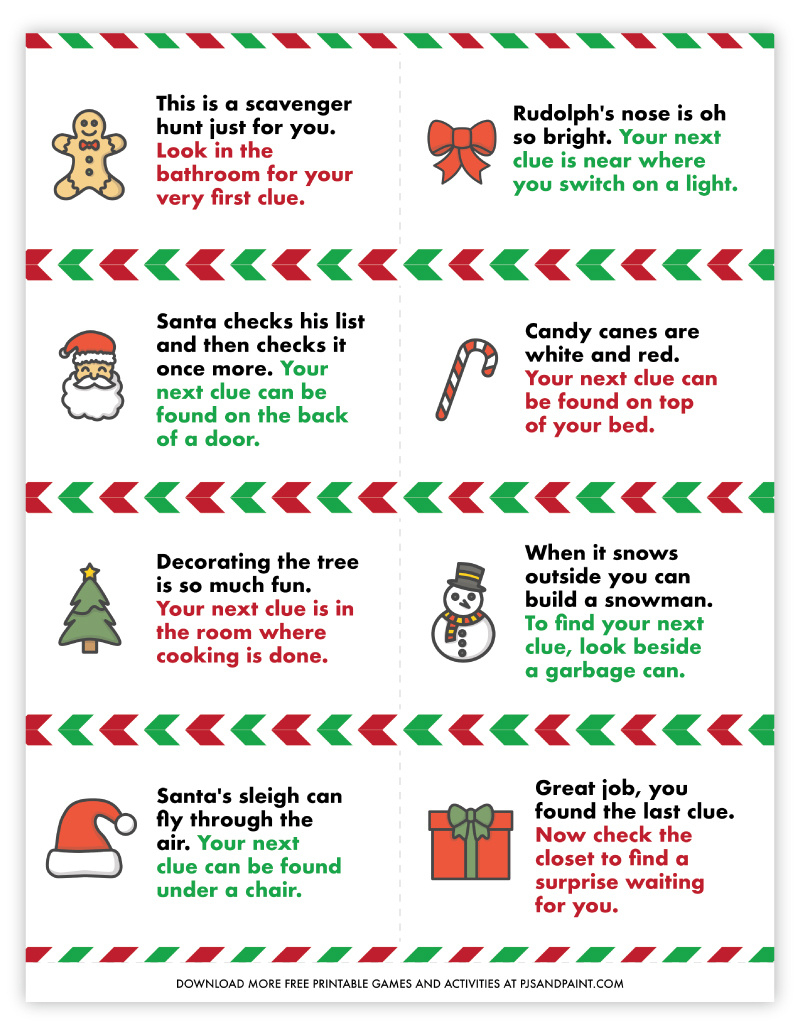 Free Printable Christmas Scavenger Hunt - Pjs And Paint intended for Free Printable Christmas Gift Scavenger Hunt
