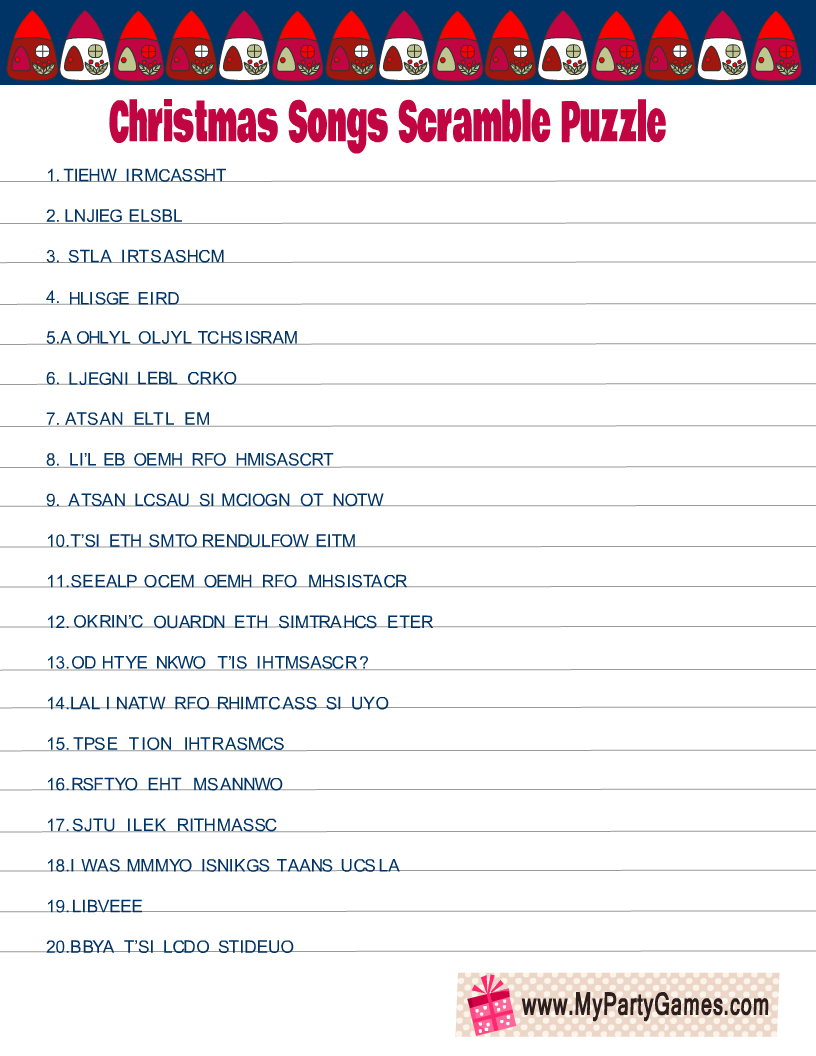 Free Printable Christmas Songs Scramble Puzzle intended for Free Printable Christmas Song Scramble With Answers