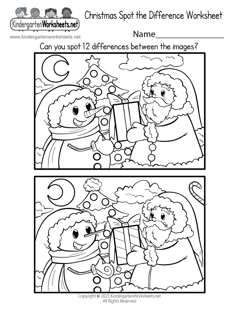 Free Printable Christmas Spot The Difference Worksheet regarding Find the Difference Christmas Pictures Printable