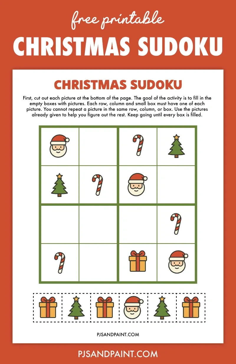 Free Printable Christmas Sudoku Puzzle - Pjs And Paint in Free Printable Christmas Picture Puzzle Game