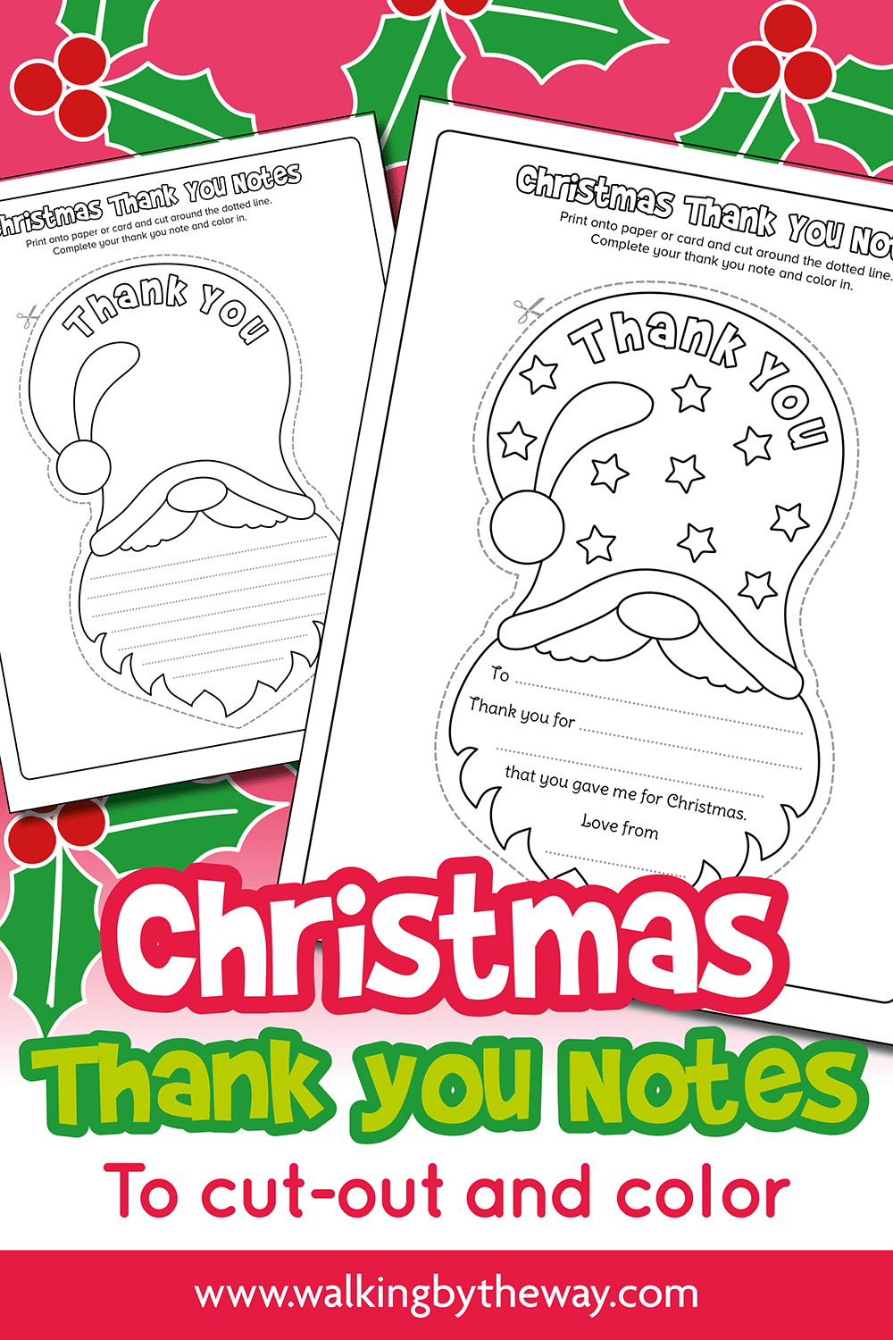 Free Printable Christmas Thank You Notes For Kids - Walkingthe Way intended for Free Printable Printable Christmas Thank You Card