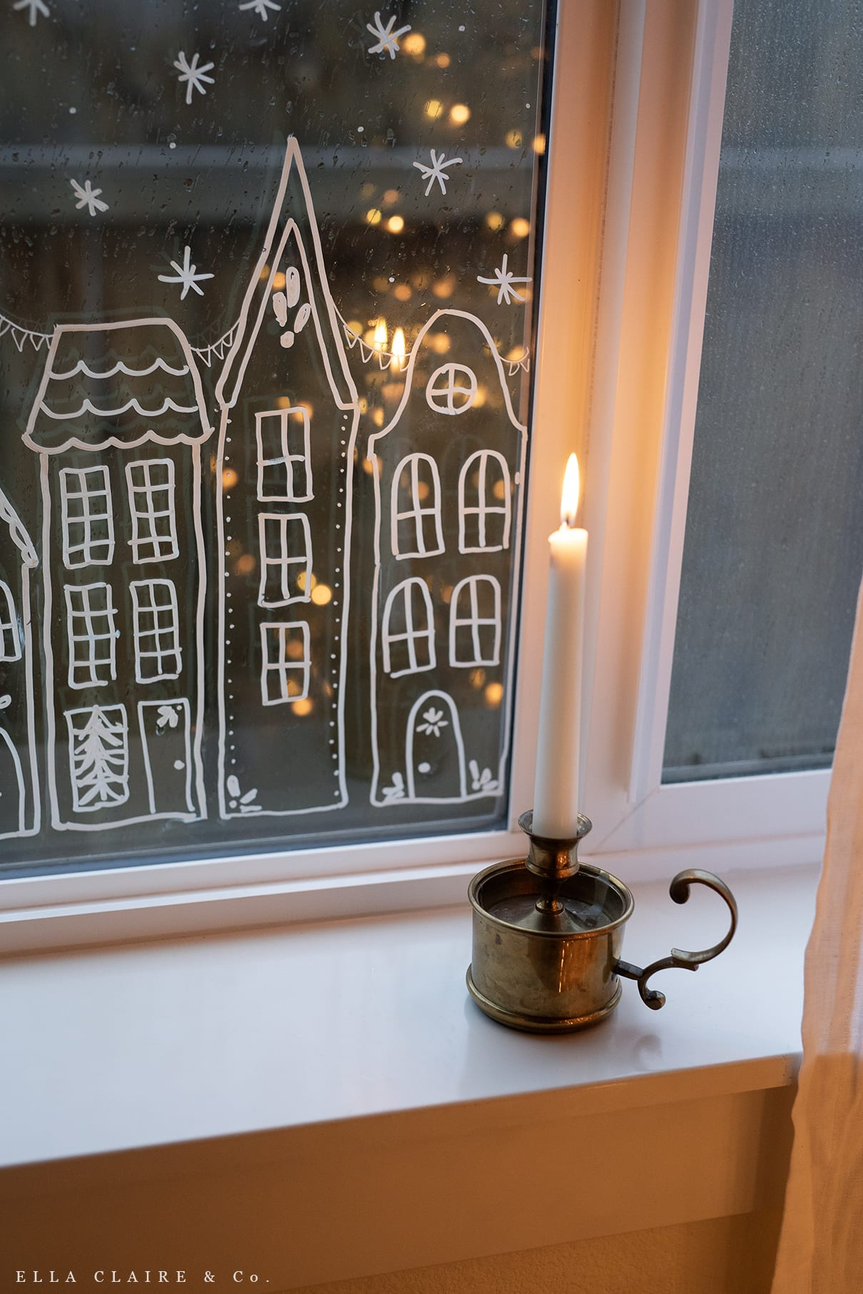 Free Printable Christmas Village Window Stencil - Ella Claire &amp;amp; Co. inside Christmas Village Stencil Printable