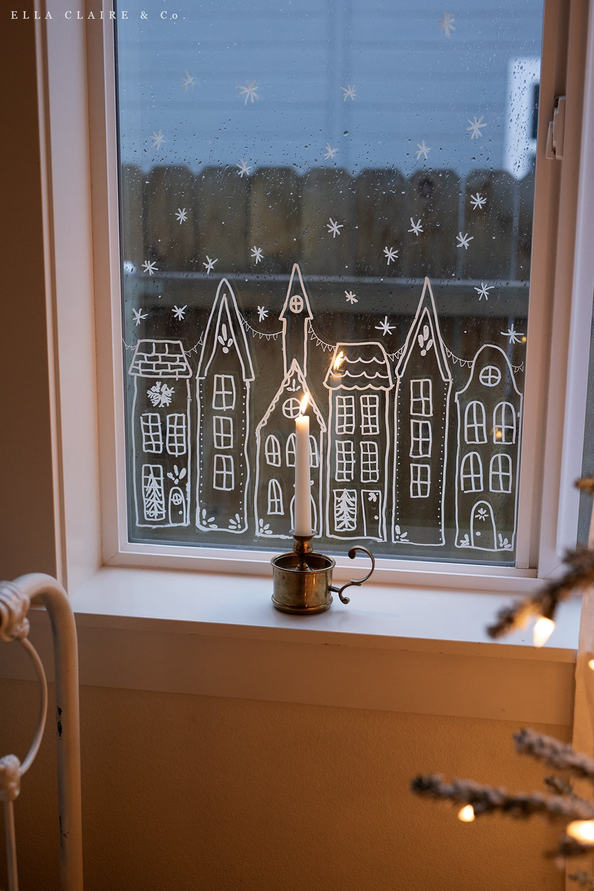 Free Printable Christmas Village Window Stencil - Ella Claire &amp;amp; Co. pertaining to Free Printable Christmas Village Stencil